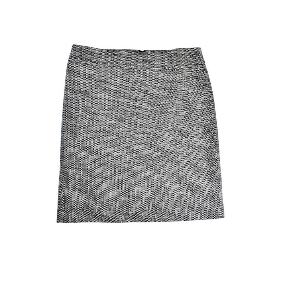 Ann Taylor LOFT Black White Textured Basketweave Pencil Skirt Size 14 Lined Work